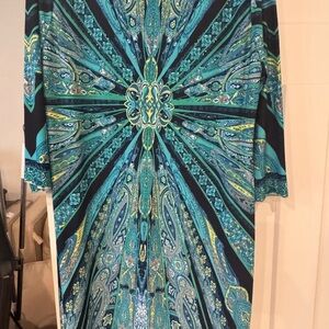 Elegant Blue Paisley Dress